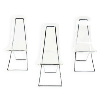 Set of 3 vintage "CH4" chairs by Edmond Vernassa – Circa 1970