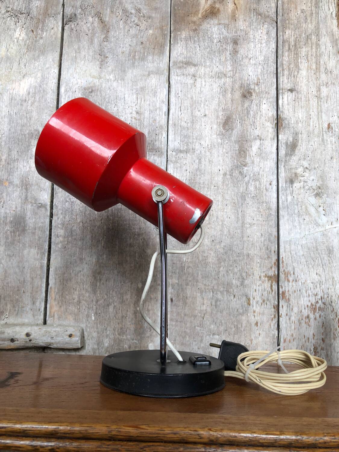 Old Articulated Lamp 70's Metal Red Black & Chrome Vintage