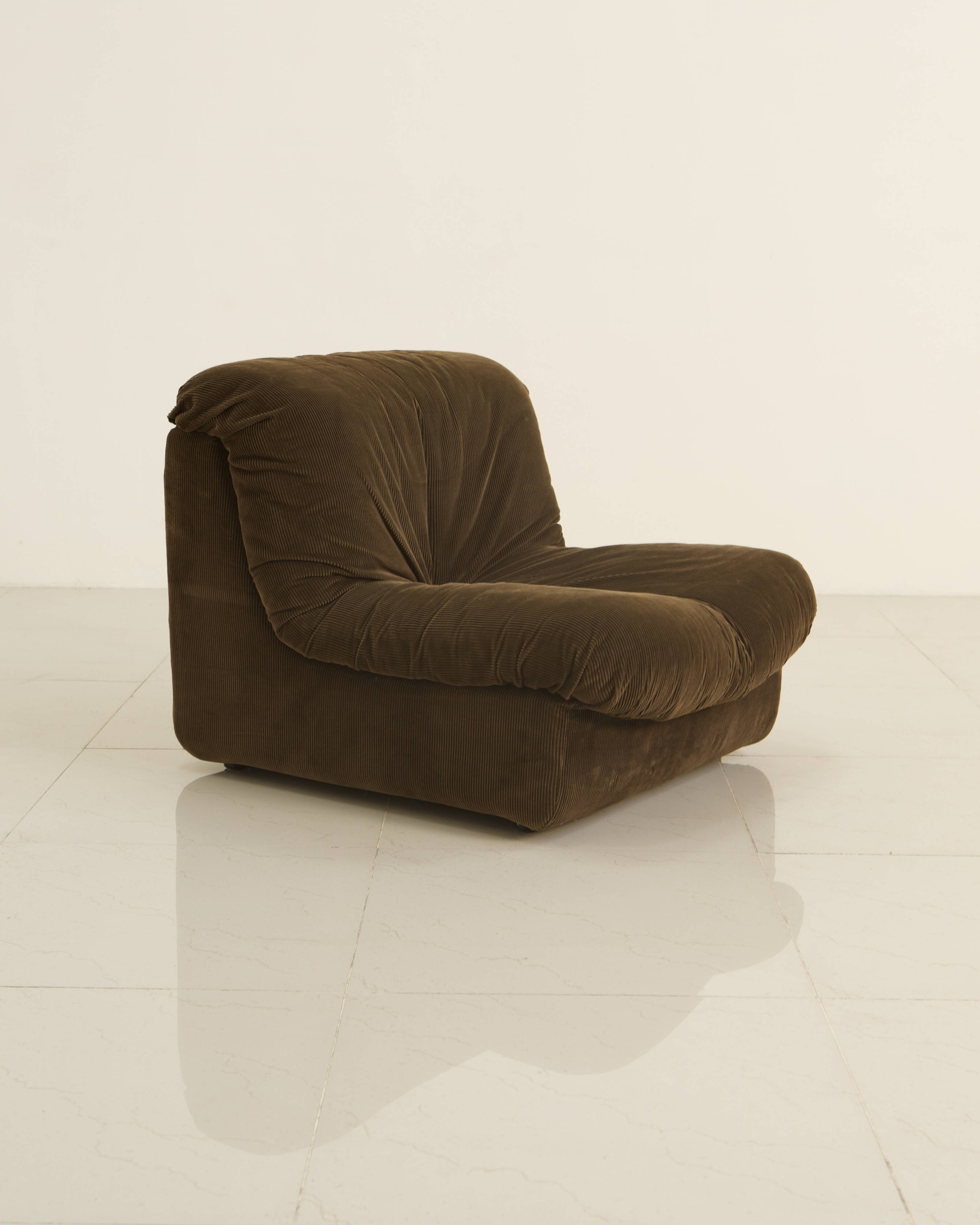 Canapé modulable en velours marron par Stilgamma 70's