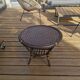 Round vintage coffee table in bombous and rattan