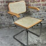 70'S Italian sled chair in beech and chrome aluminum