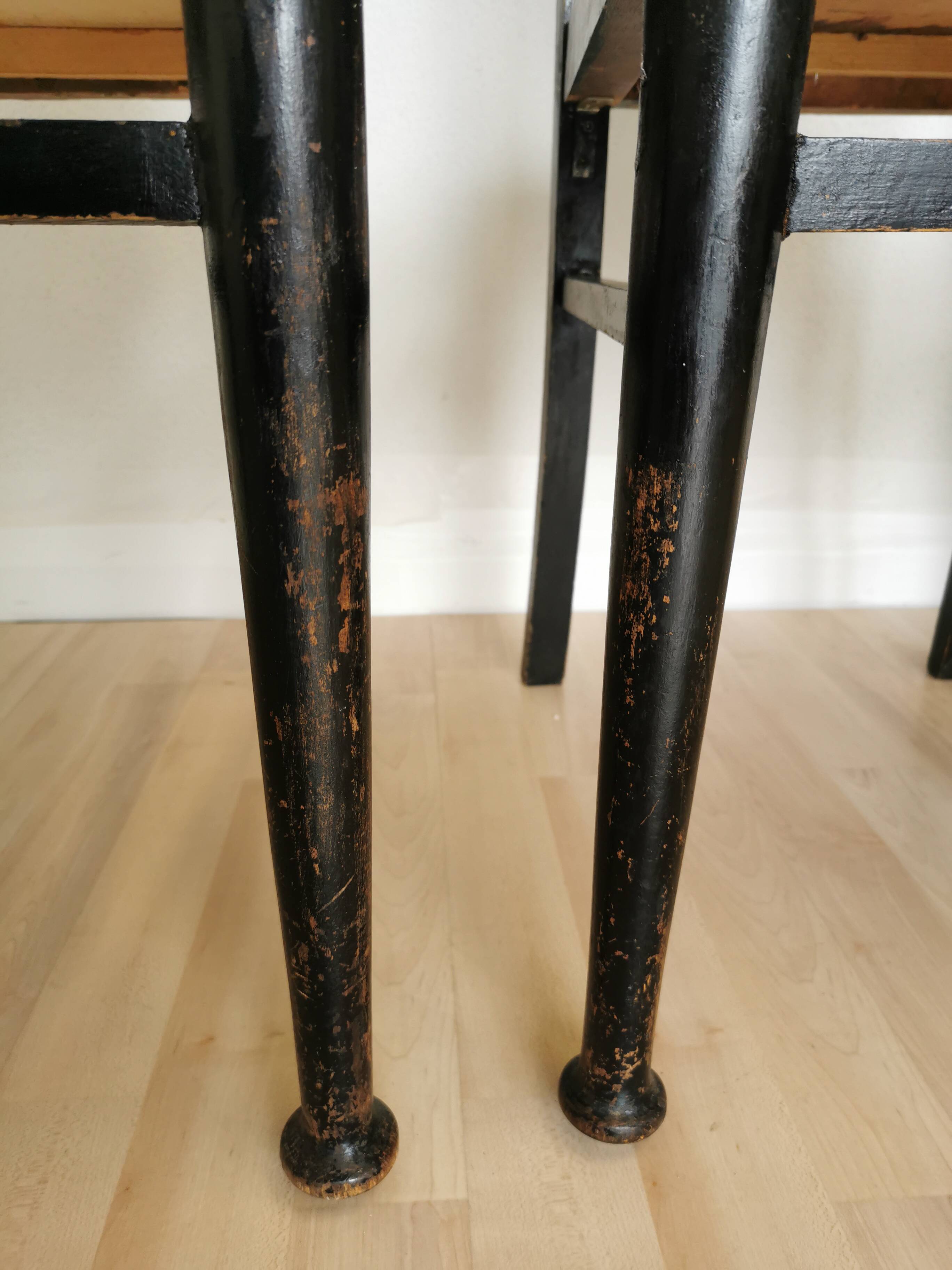 Set of 3 Vintage Dining Chairs: High Back, Leather Seat, Nailhead Trim