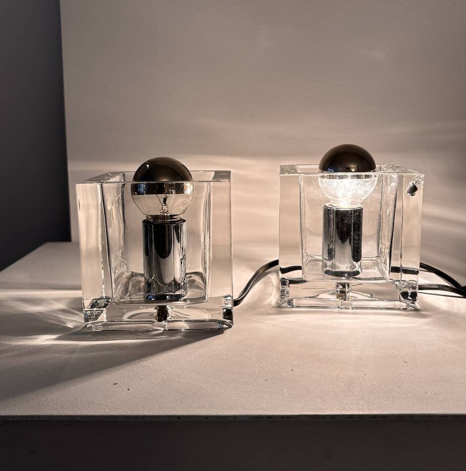 Pair of vintage Nachtmann Leuchten glass lamps