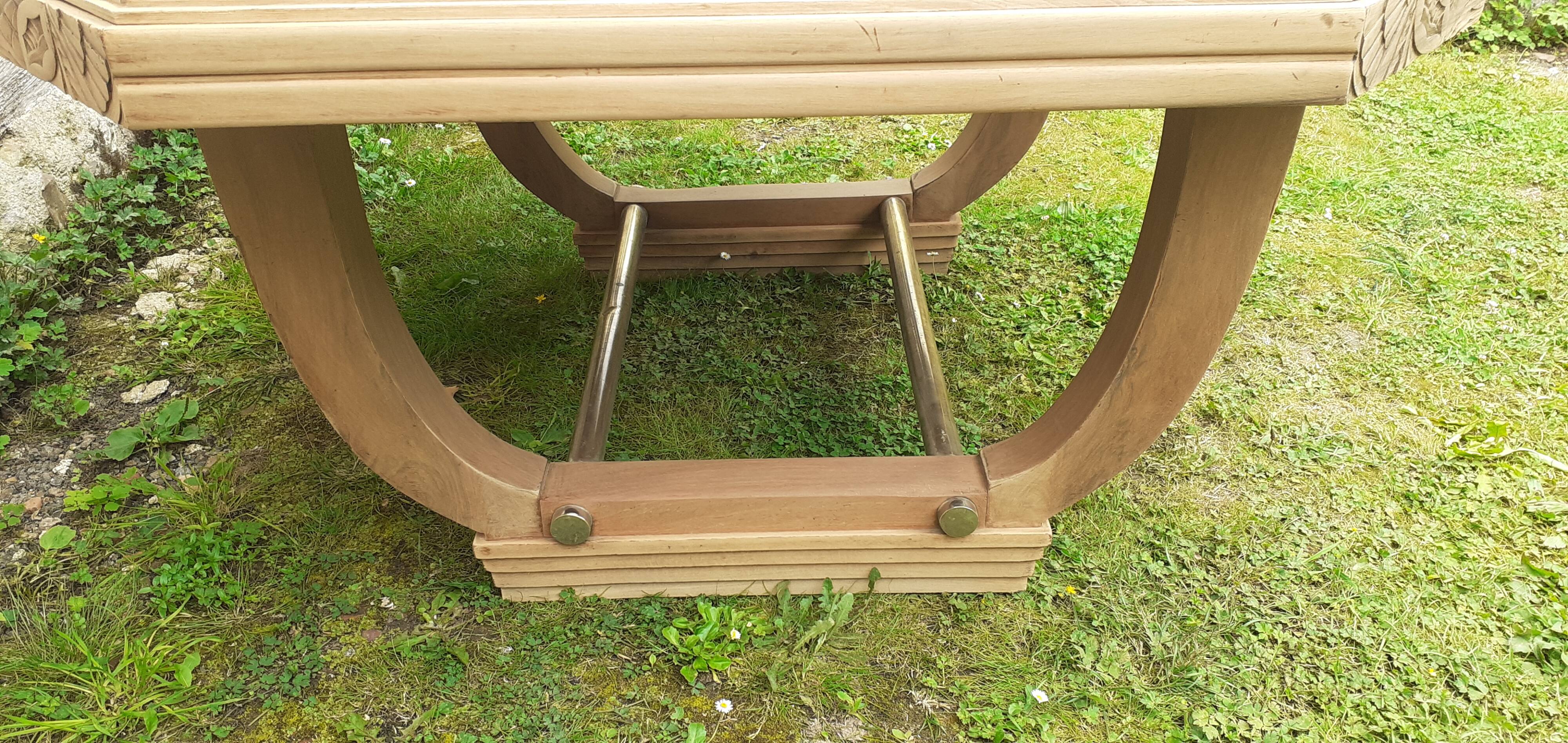 Art deco table from the 1930s in raw cherry wood
