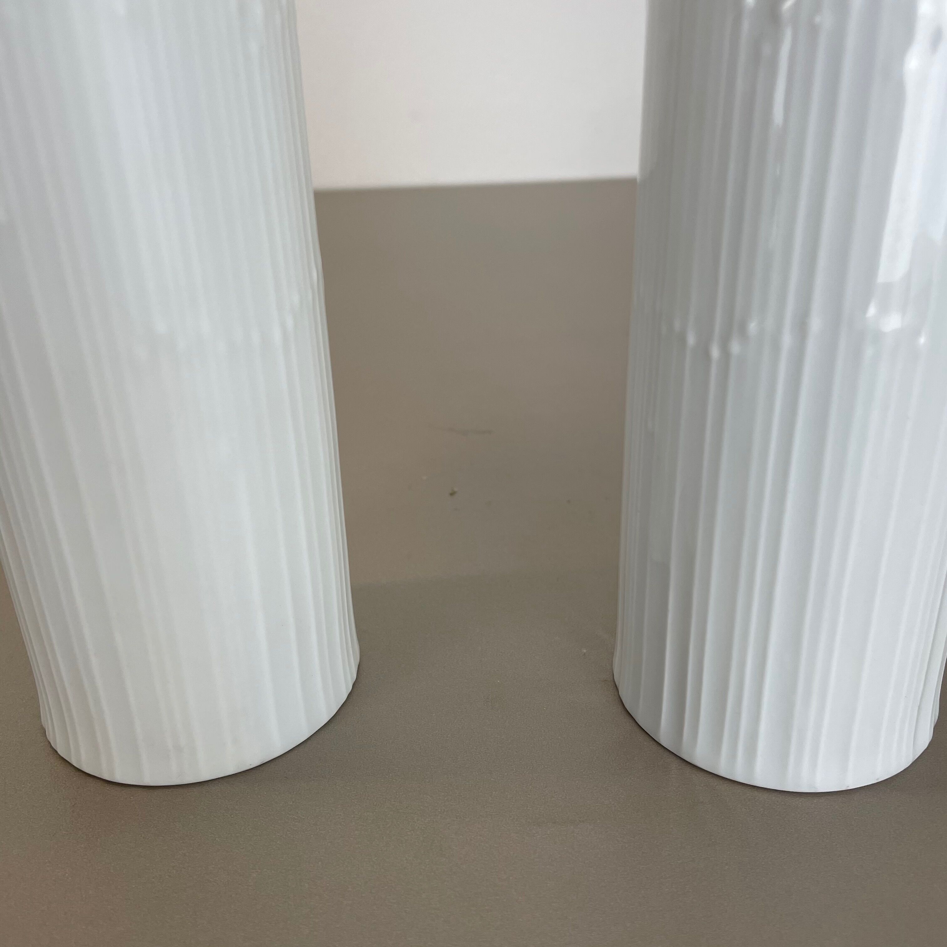 Set of 2 Abstract Op Art Vase Tapio Wirkkala Rosenthal Studio Line Germany 1980s
