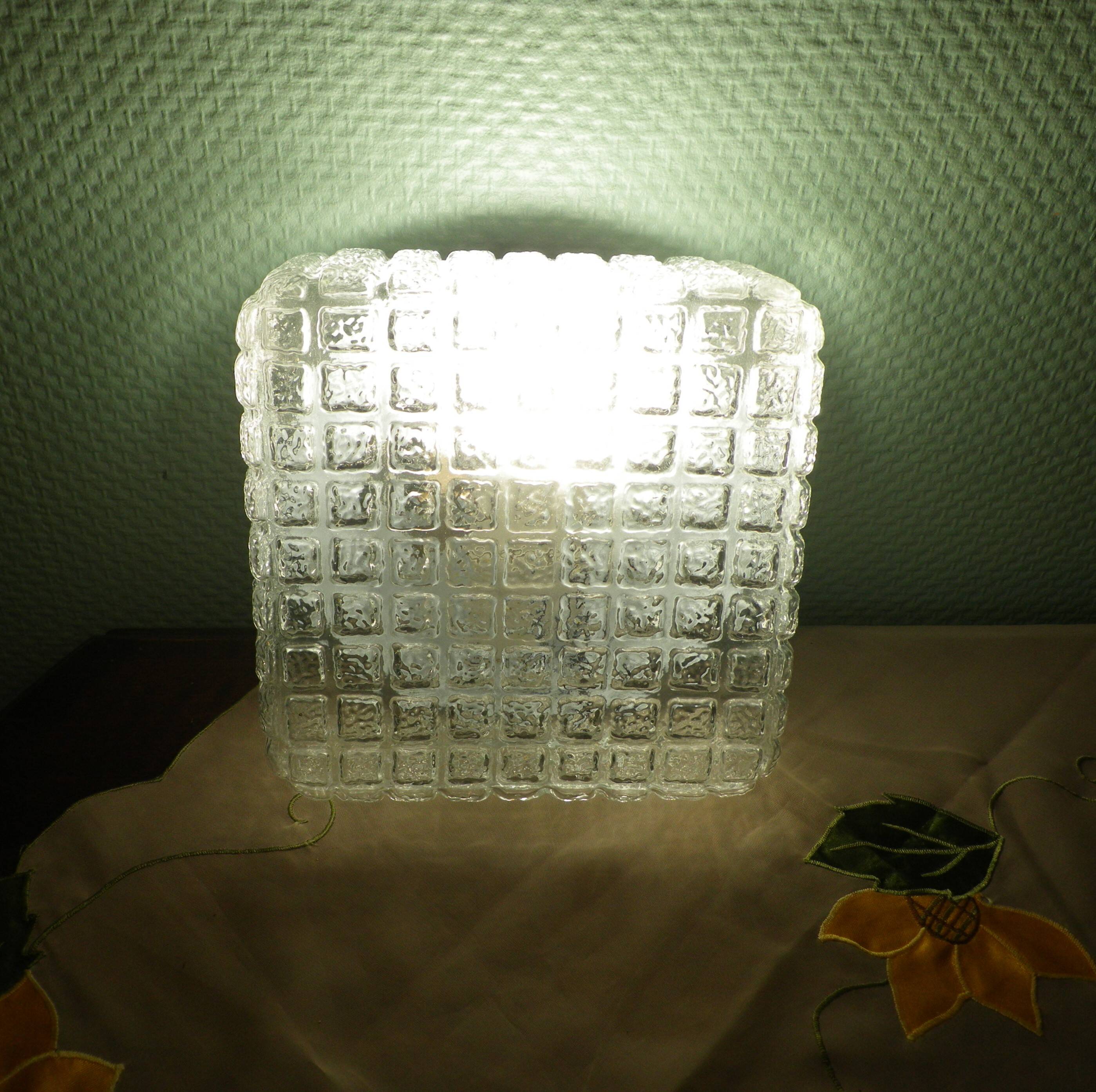 Pressed glass ceiling light, porcelain socket