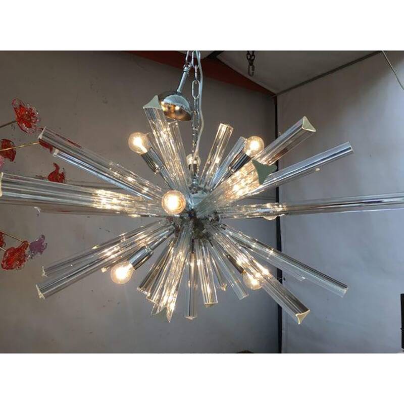 Murano Glass Oval Murano Glass Triedro Sputnik Chandelier