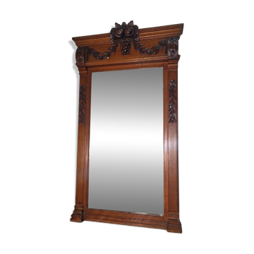 Miroir biseauté en bois sculpté