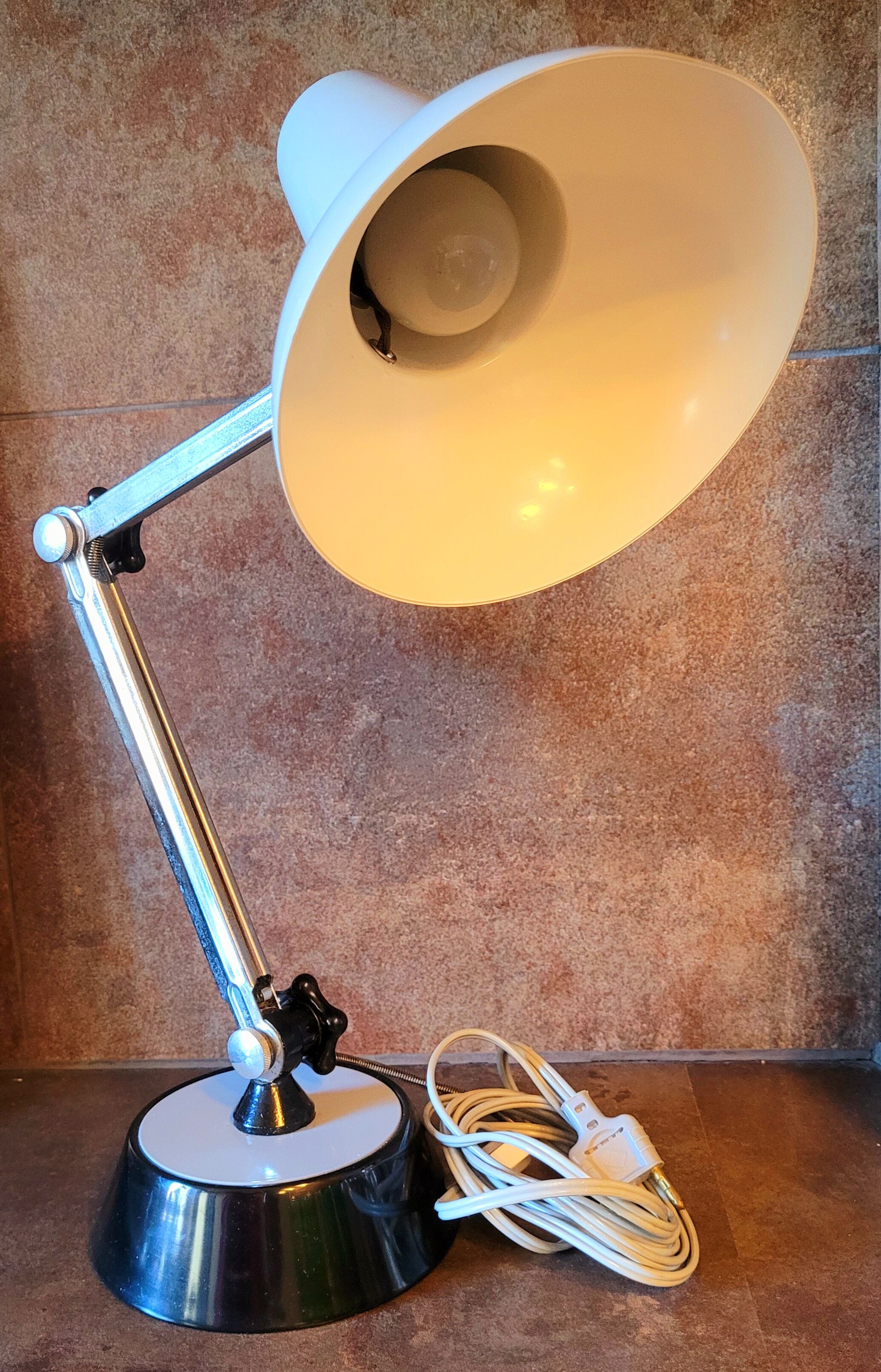 Old gray vintage articulated lamp from the 60s