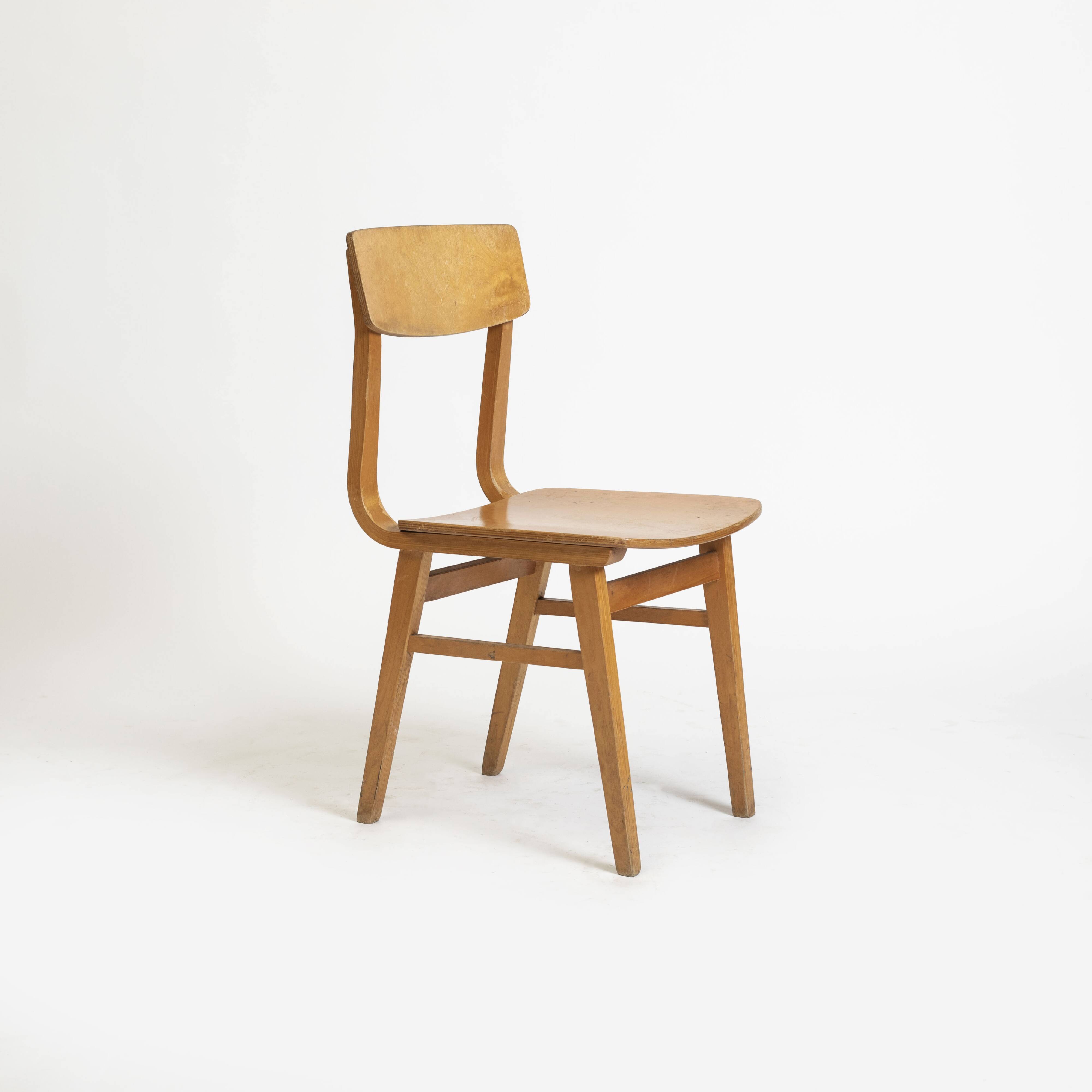 1 of 14 plywood dining chairs, Czechoslovakia, 1960s