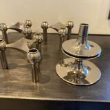 3 s22 candlesticks and 1 nagel modular base vintage 1970