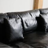 Canapé trois places Diesis en cuir noir, conçu par Antonio Citterio pour B&B Italia, années 1970
