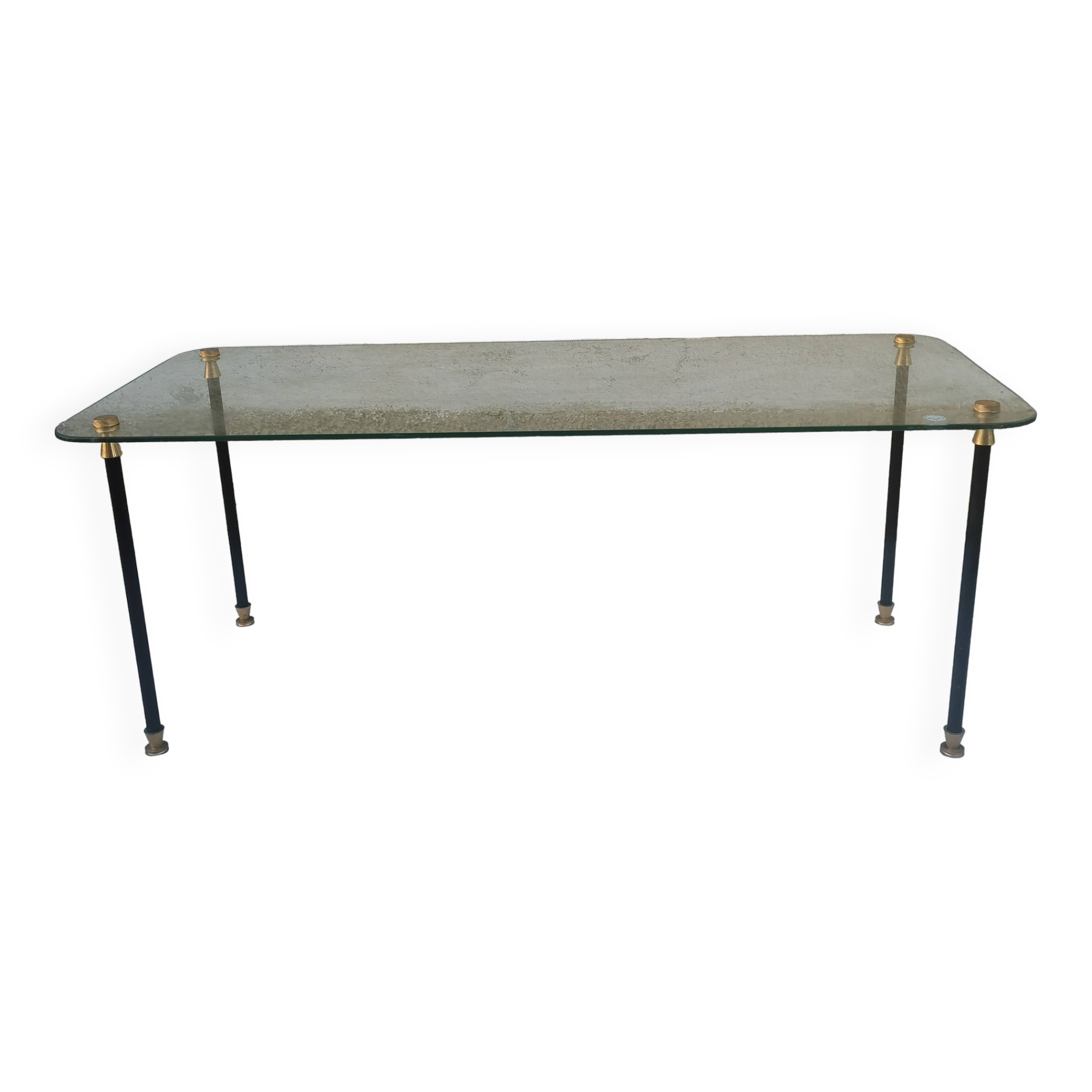Table basse vintage "verre et laiton"