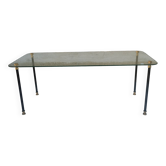 Table basse vintage "verre et laiton"