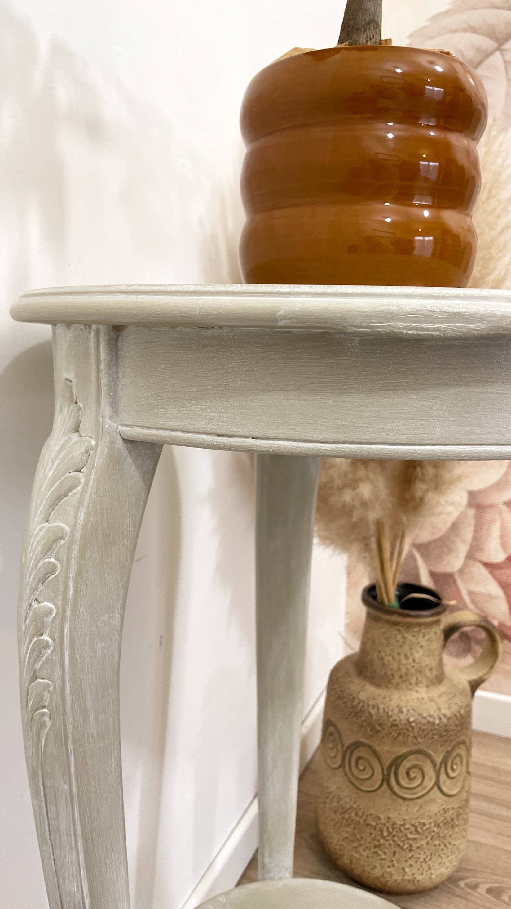 Vintage wooden side table, patinated.