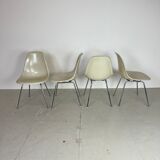Vintage Eames Herman Miller DSS side chairs in parchment