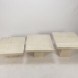 Set of 3 Italian Travertine Coffee Tables, 1980s
