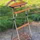 Vintage valet in wood, chrome metal and vinyl from the 60s