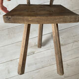 Chaises tripodes bois art brut