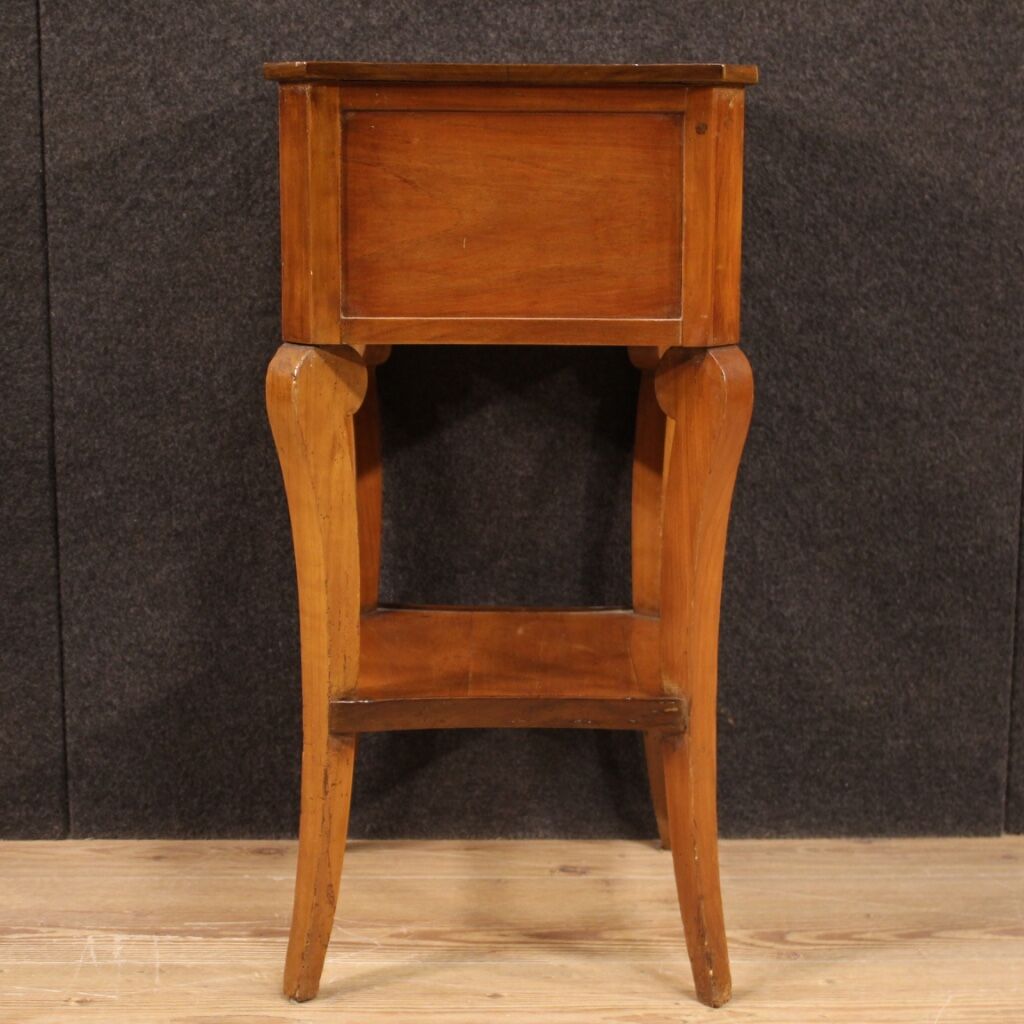 Italian side table in cherry, walnut and fruitwood