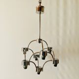 Vintage chrome metal chandelier - Space Age Design - SA Boulanger