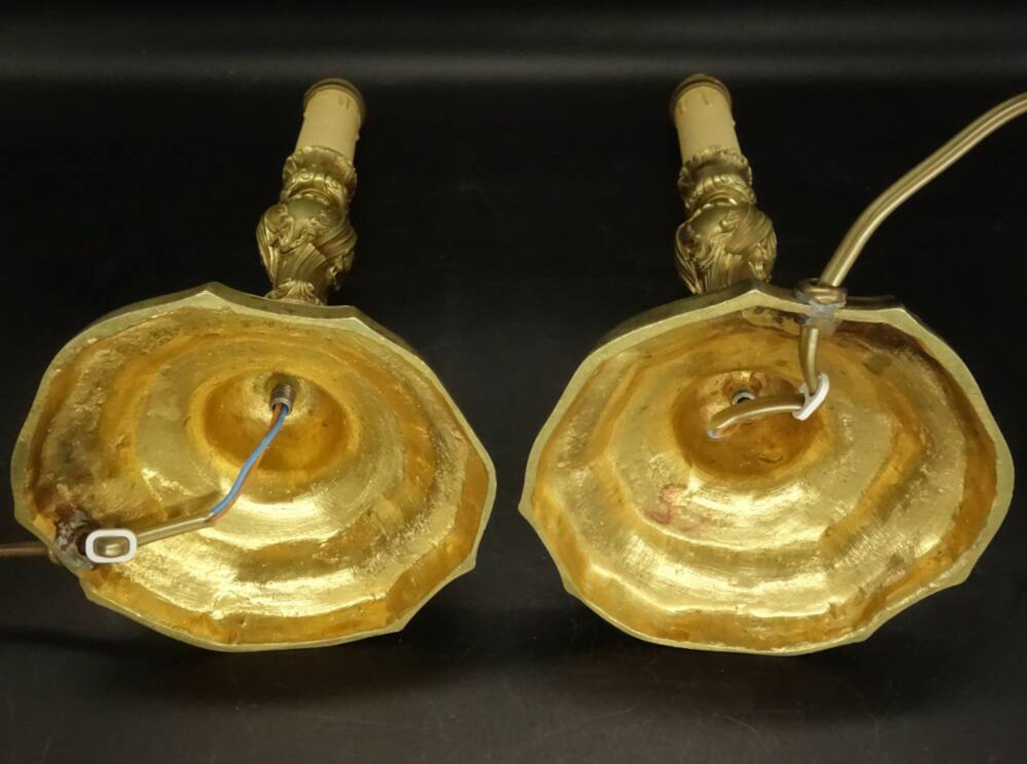 Paire de pieds de lampe style Louis XV - bronze doré