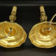 Paire de pieds de lampe style Louis XV - bronze doré