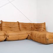 Cognac leather Ligne Roset Togo set from 2010 designed by Michel Ducaroy