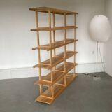 Scandinavian bookcase Room divider pine wood large model