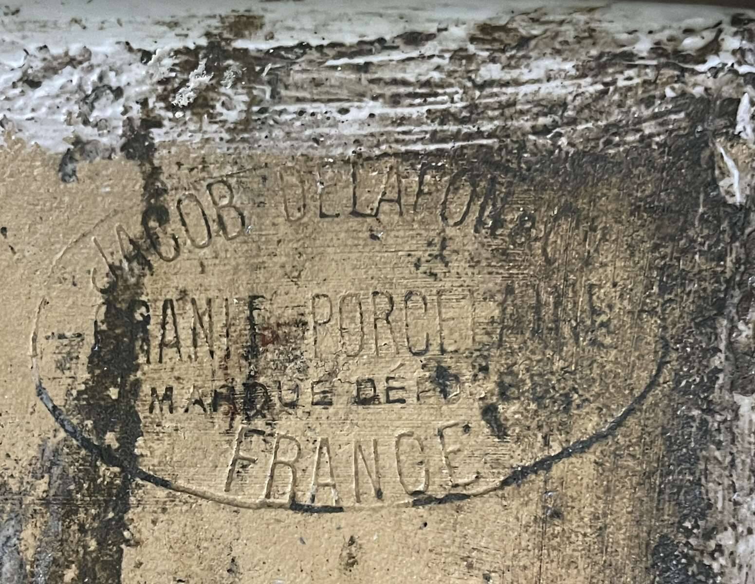 Evier timbre jacob delafon début xxème en grès émaillé