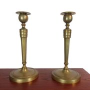 Pair of brass candlesticks, 19th century, neoclassical style.