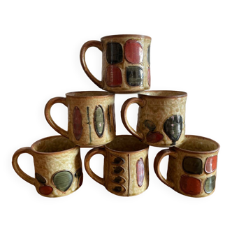 Mugs en grès émaillé vintage