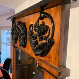 Empire Wall Mirror, Mahogany, Ebonized Carved Decor, South Germany, circa 1810