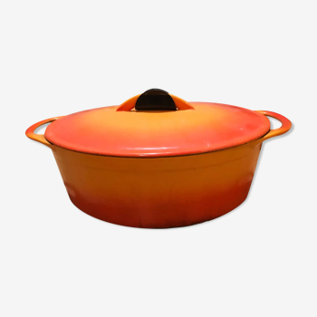 Vintage casserole in flamed orange cast iron Cousances Le Creuset n°16