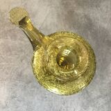 Lampe à huile en verre soufflé main bullé jaune verrerie biot