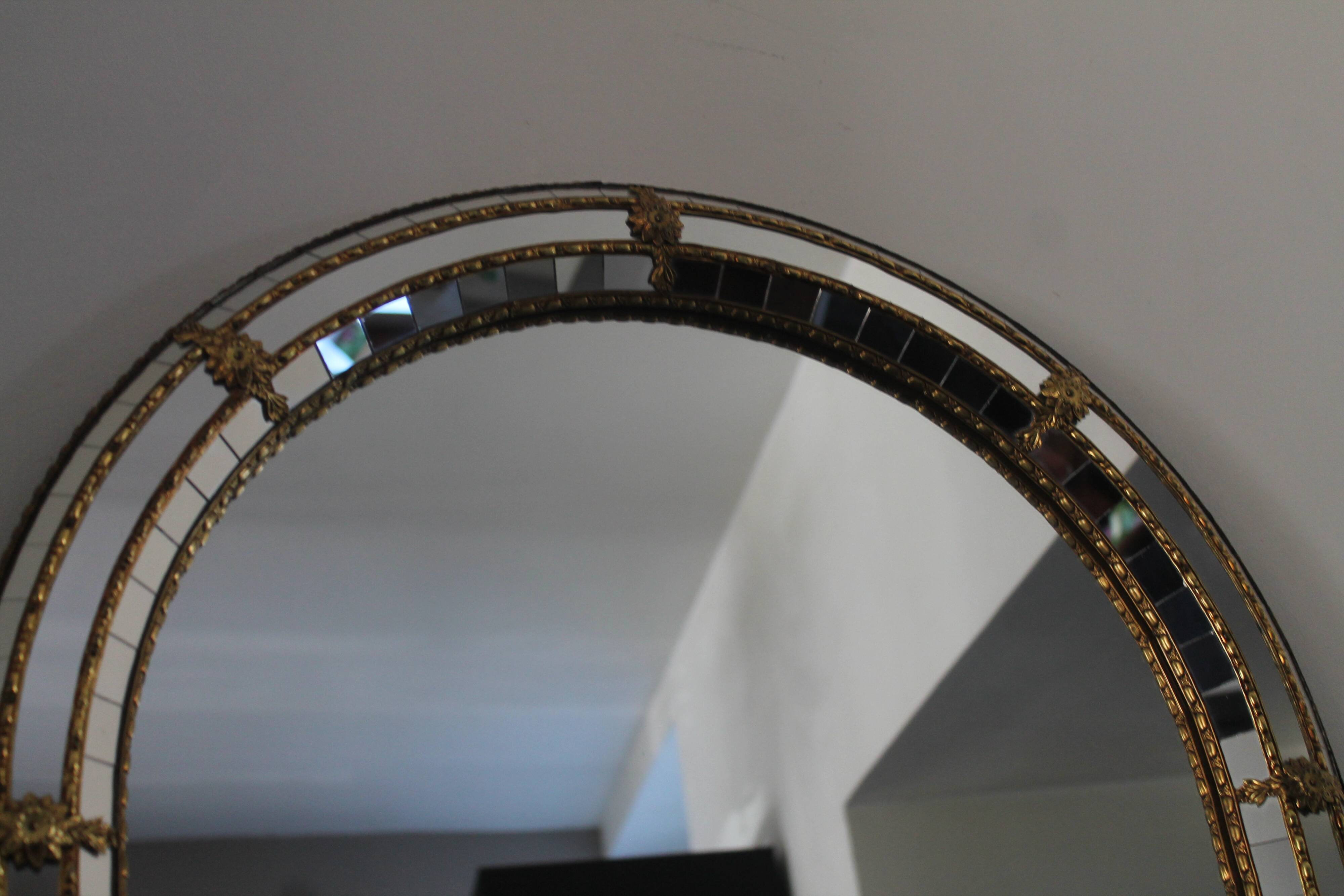 Large Venetian mirror with glazing beads and brass 110x60cm