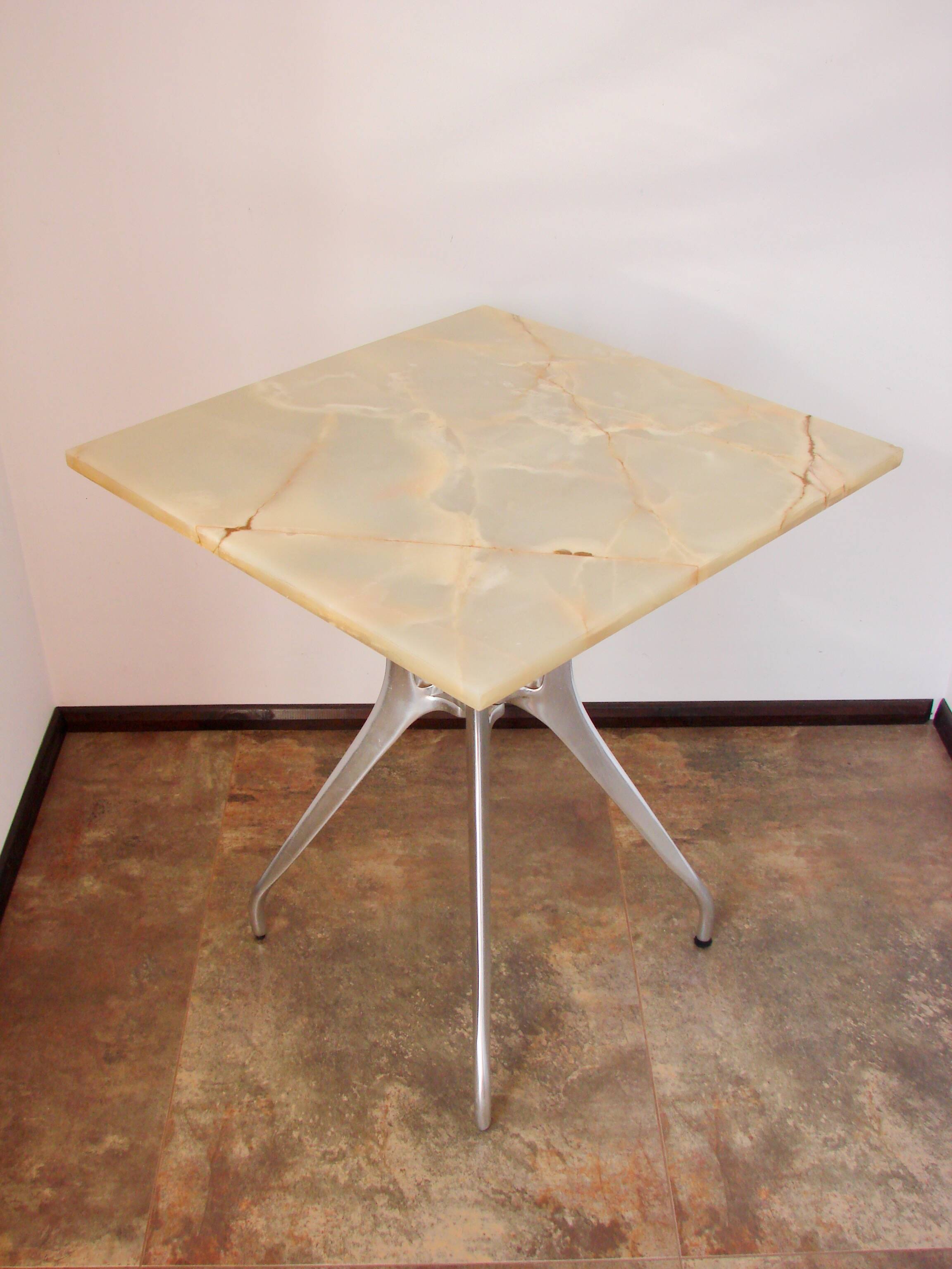 Modernist stone table from the 1970s – aluminum, vintage