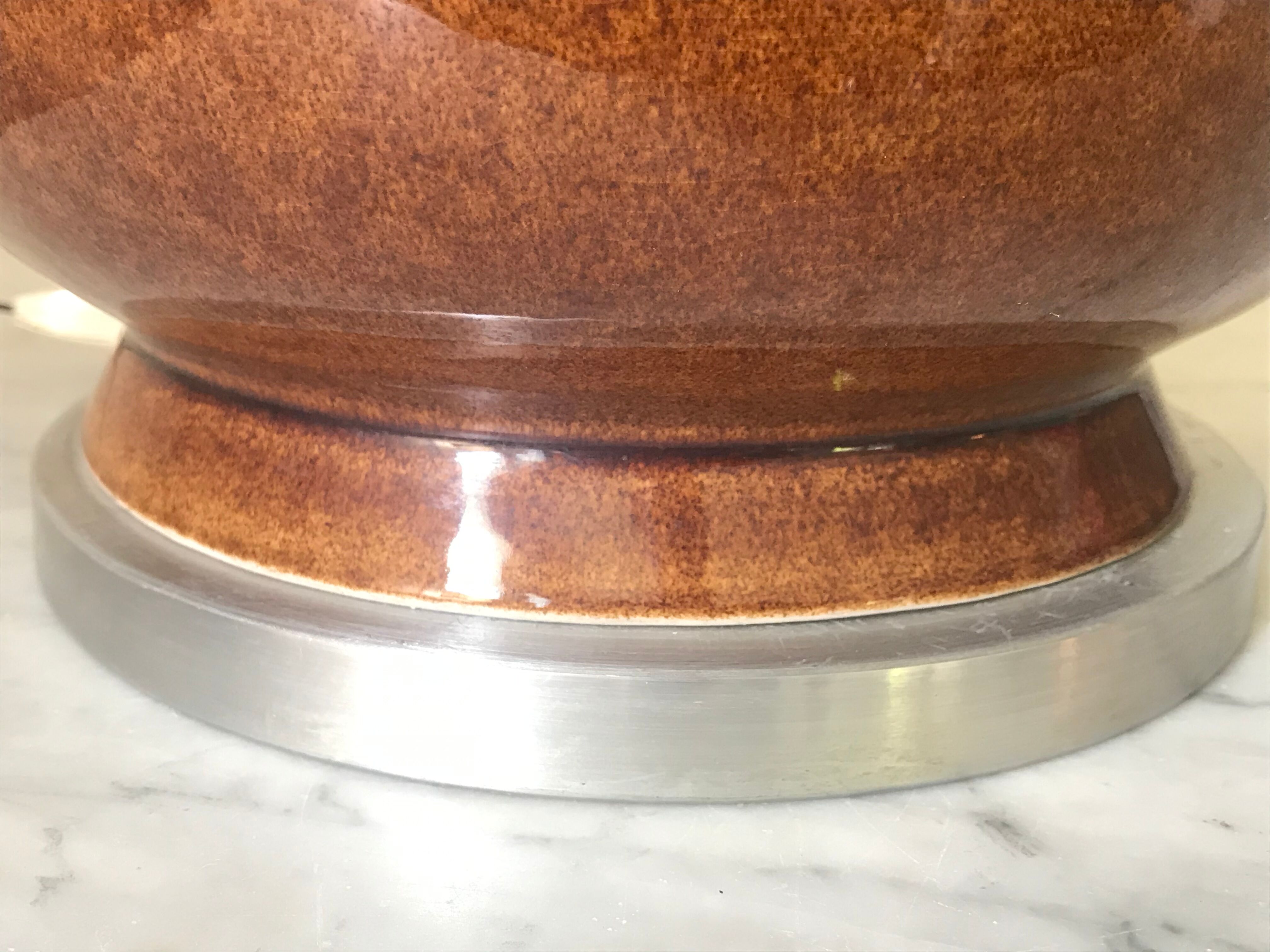 Ceramic and aluminum lamp foot brushed 46cm