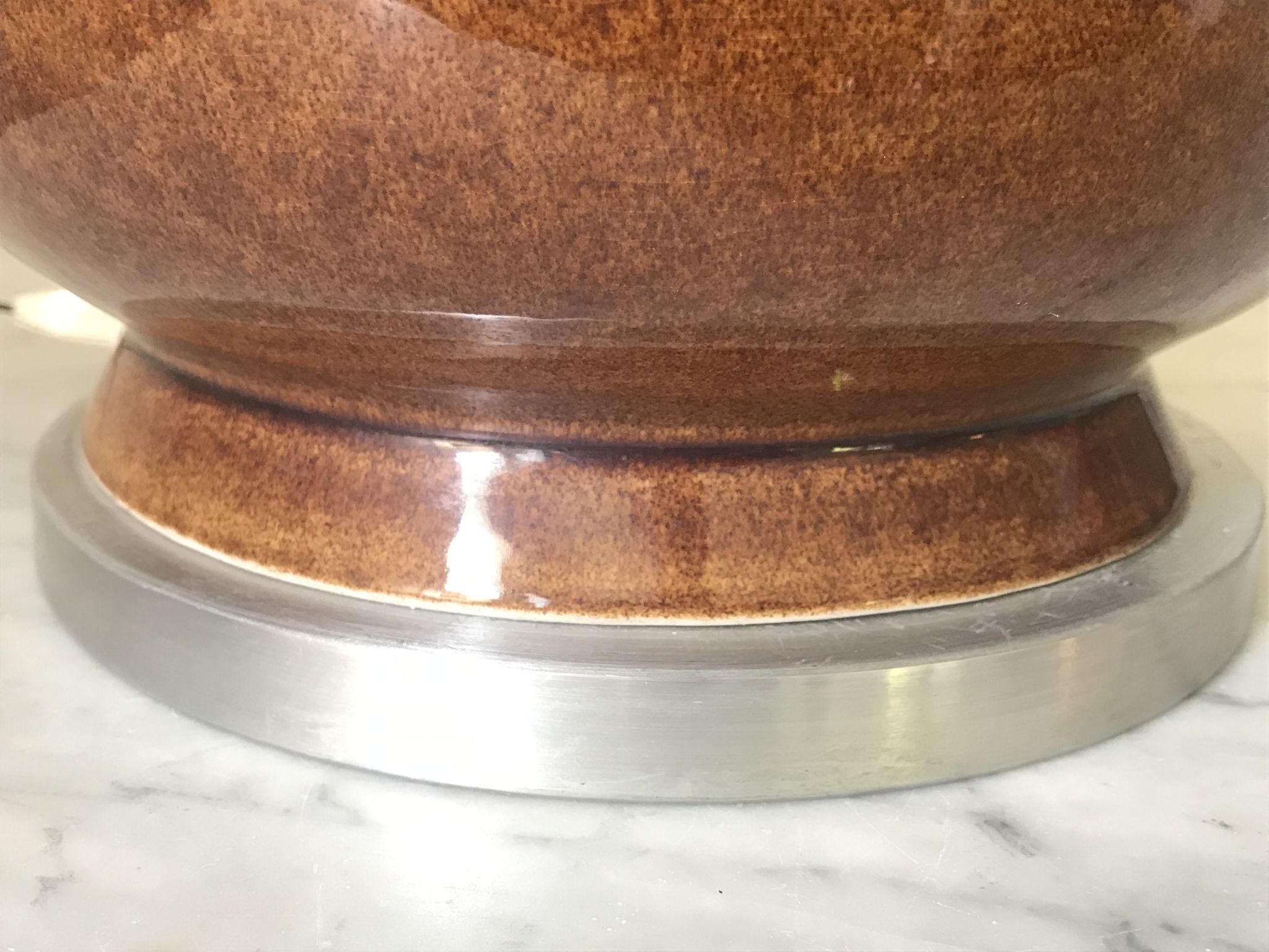 Ceramic and aluminum lamp foot brushed 46cm