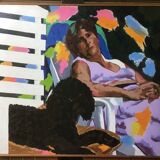 Portrait of Lady with the Poodle. Oil on canvas signed
