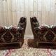Pair of Louis XV style velvet bergère armchairs