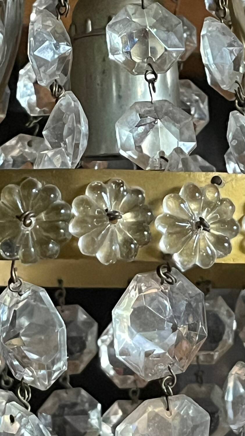 Old brass hot air balloon chandelier with pendants