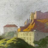 Tableau study Pastel Ed. Pannetier (1884-1965) City and castle