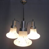 Vintage hanging lamp with 3 cloudy glass shades