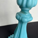 Pair of opaline candlesticks and its vase