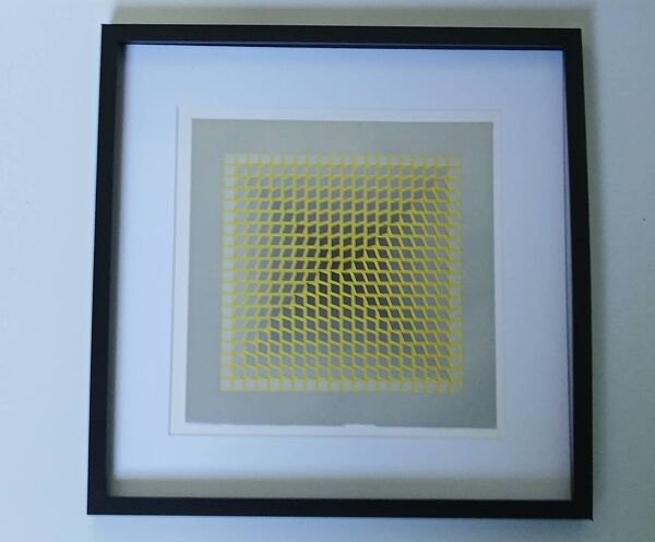 Tableau Vintage Art Optique - Victor Vasarely  CTA-102- Cadre 40x40cm