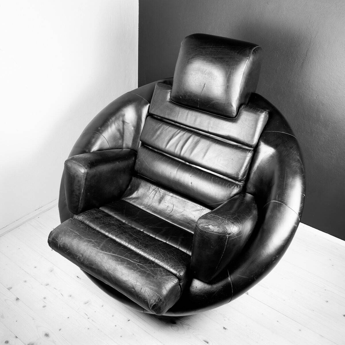 Brutalist black armchair by Boris Krstulović, Yugoslavia, Croatia, 1970s.