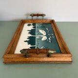 Service platter with a swan design.