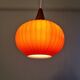 Teak and orange opaline suspension, Scandinavian style, 1960.
