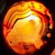 Ceramic lamp, agate slice 1970 vintage pink